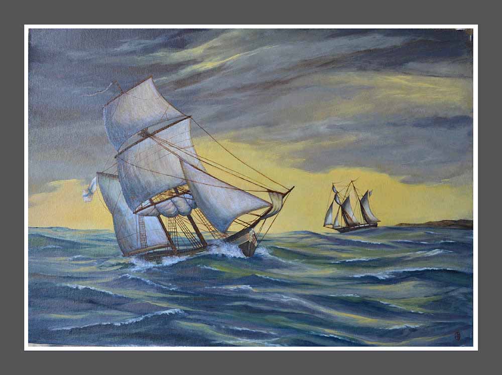 Βασίλης Λιάκος, Ζωγραφική, artvali.gr, «Ορτσάρωντας» 2017 ελαιογραφία σε καμβά κολλημένο επί ξύλου 87 Χ 63