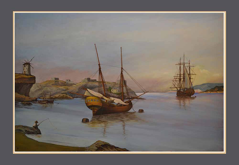 Βασίλης Λιάκος, Ζωγραφική, artvali.gr, «Ήρεμο αραξοβόλι» 2016 ελαιογραφία σε καμβά κολλημένο επί ξύλου 150 Χ 100