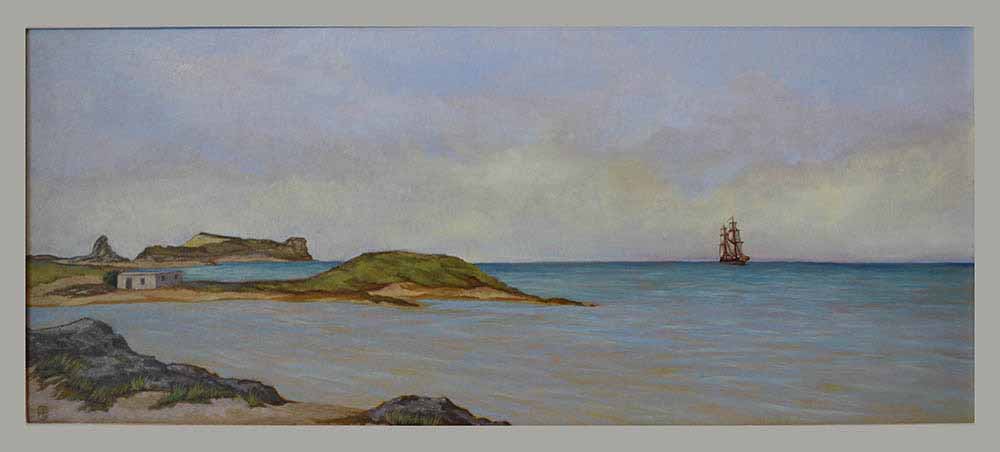 Βασίλης Λιάκος, Ζωγραφική, artvali.gr, «Τοπίο στην Αντίπαρο» 2016 ελαιογραφία σε καμβά κολλημένο επί ξύλου 82 Χ 36 (ανήκει σε Α.Λ.)