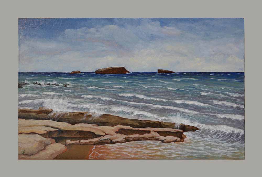 Βασίλης Λιάκος, Ζωγραφική, artvali.gr, «Το μελτέμι στη Μήλο» 2016 ελαιογραφία σε καμβά κολλημένο επί ξύλου 60 Χ 38